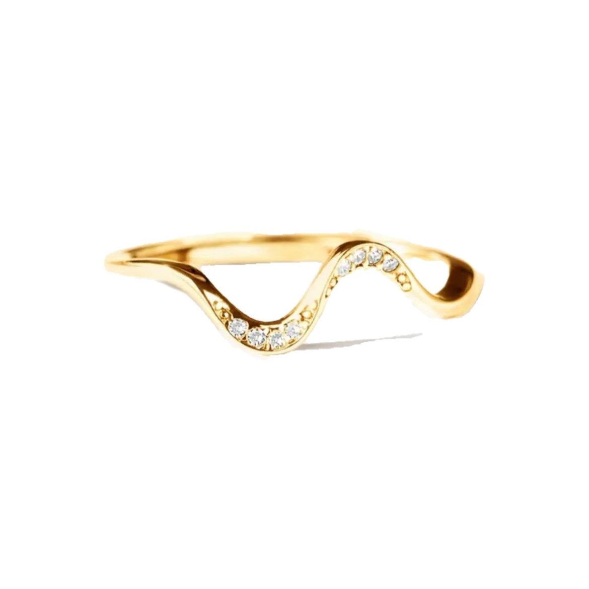 WAVE CUBIC GOLD RING