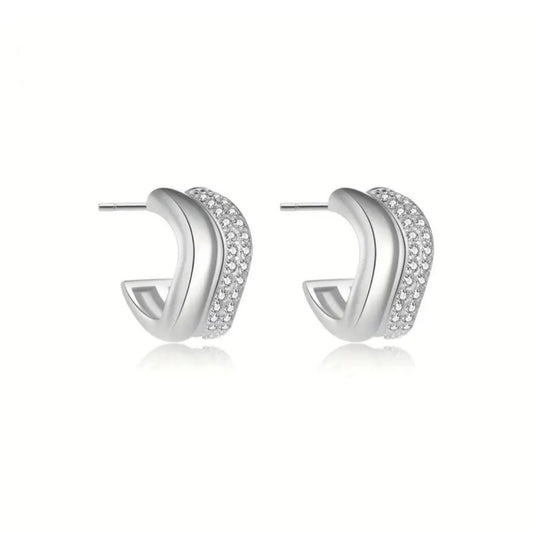 TWISTED CUBIC SILVER EARRINGS