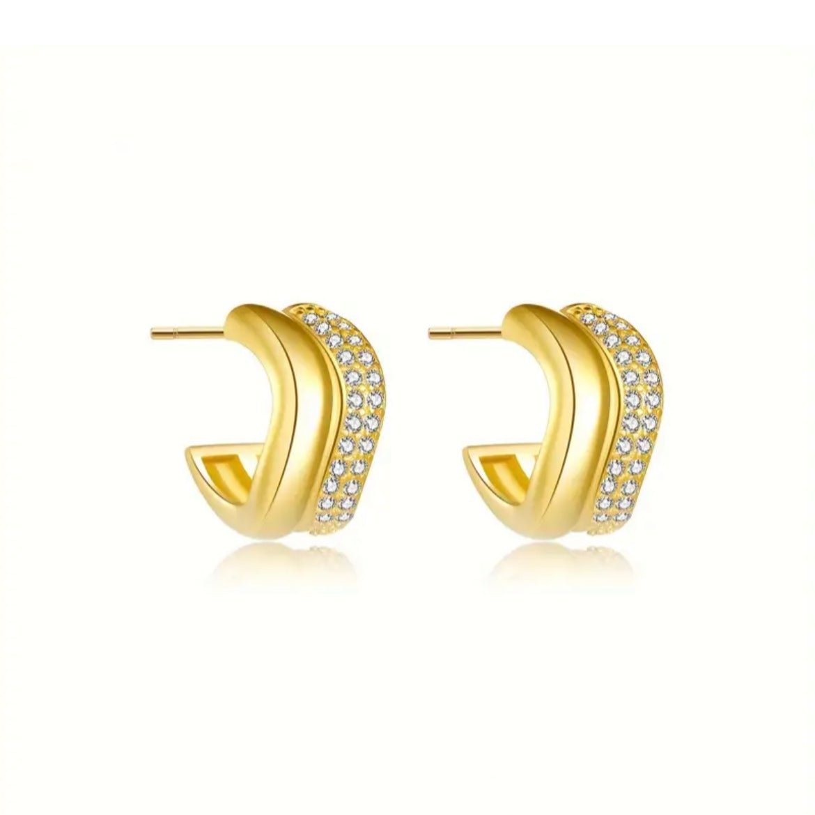 TWISTED CUBIC GOLD EARRINGS