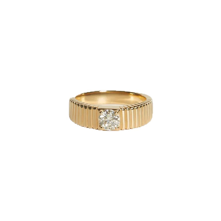 RIBBED CUBIC GOLD RING