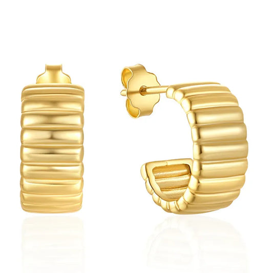 RIBBED GOLD EARRINGS